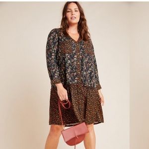 Anthropologie Maeve shift dress longsleeved plus 22 button front